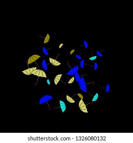 Pretty summer background with umbrellas. Umbrellas In Cartoon Free Style. Pattern Art Illustration Vector
