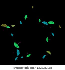 Pretty summer background with umbrellas. Umbrellas In Cartoon Free Style. Pattern Art Illustration Vector

