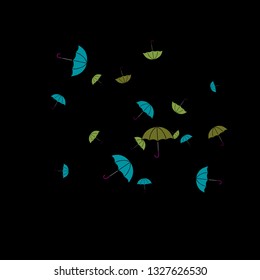 Pretty summer background with umbrellas. Umbrellas In Cartoon Free Style. Pattern Art Illustration Vector
