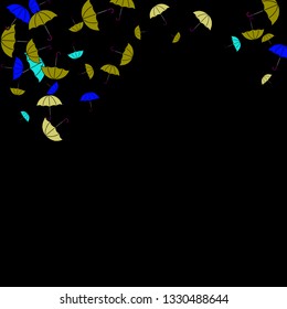 Pretty summer background with umbrellas. Umbrellas In Cartoon Free Style. Pattern Art Illustration Vector
