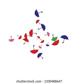 Pretty summer background with umbrellas. Umbrellas In Cartoon Free Style. Pattern Art Illustration Vector
