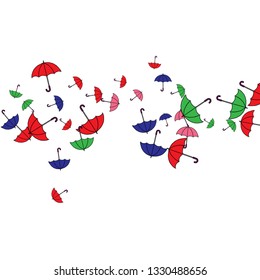 Pretty summer background with umbrellas. Umbrellas In Cartoon Free Style. Pattern Art Illustration Vector
