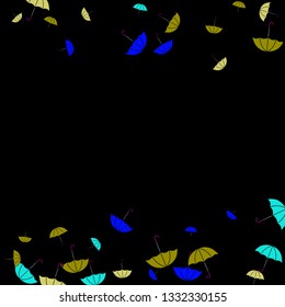 Pretty summer background with umbrellas. Umbrellas In Cartoon Free Style. Pattern Art Illustration Vector
