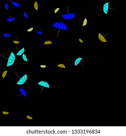 Pretty summer background with umbrellas. Umbrellas In Cartoon Free Style. Pattern Art Illustration Vector
