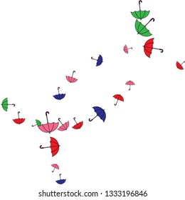 Pretty summer background with umbrellas. Umbrellas In Cartoon Free Style. Pattern Art Illustration Vector
