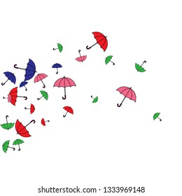 Pretty summer background with umbrellas. Umbrellas In Cartoon Free Style. Pattern Art Illustration Vector
