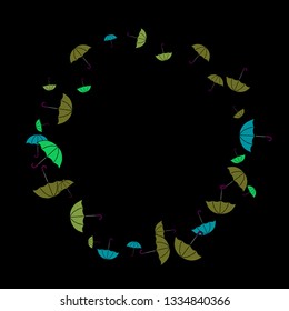 Pretty summer background with umbrellas. Umbrellas In Cartoon Free Style. Pattern Art Illustration Vector
