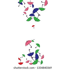 Pretty summer background with umbrellas. Umbrellas In Cartoon Free Style. Pattern Art Illustration Vector
