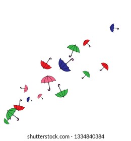 Pretty summer background with umbrellas. Umbrellas In Cartoon Free Style. Pattern Art Illustration Vector
