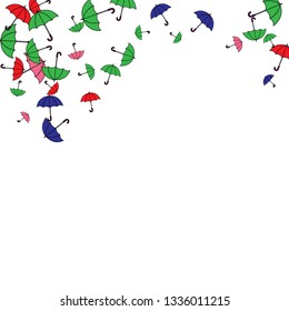 Pretty summer background with umbrellas. Umbrellas In Cartoon Free Style. Pattern Art Illustration Vector
