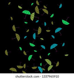 Pretty summer background with umbrellas. Umbrellas In Cartoon Free Style. Pattern Art Illustration Vector
