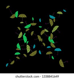 Pretty summer background with umbrellas. Umbrellas In Cartoon Free Style. Pattern Art Illustration Vector
