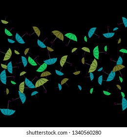 Pretty summer background with umbrellas. Umbrellas In Cartoon Free Style. Pattern Art Illustration Vector

