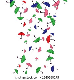 Pretty summer background with umbrellas. Umbrellas In Cartoon Free Style. Pattern Art Illustration Vector
