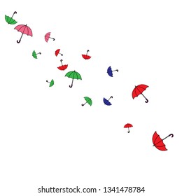 Pretty summer background with umbrellas. Umbrellas In Cartoon Free Style. Pattern Art Illustration Vector
