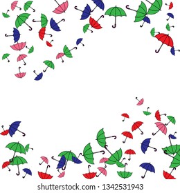 Pretty summer background with umbrellas. Umbrellas In Cartoon Free Style. Pattern Art Illustration Vector
