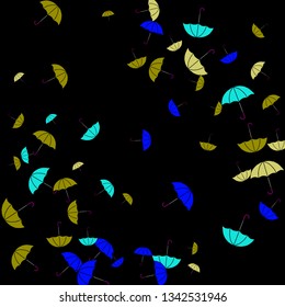 Pretty summer background with umbrellas. Umbrellas In Cartoon Free Style. Pattern Art Illustration Vector
