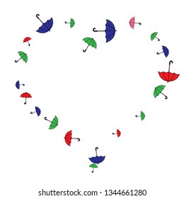 Pretty summer background with umbrellas. Umbrellas In Cartoon Free Style. Pattern Art Illustration Vector
