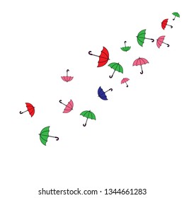 Pretty summer background with umbrellas. Umbrellas In Cartoon Free Style. Pattern Art Illustration Vector
