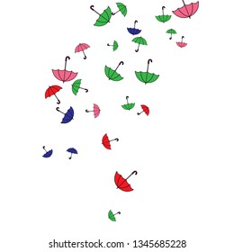 Pretty summer background with umbrellas. Umbrellas In Cartoon Free Style. Pattern Art Illustration Vector
