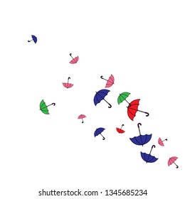 Pretty summer background with umbrellas. Umbrellas In Cartoon Free Style. Pattern Art Illustration Vector
