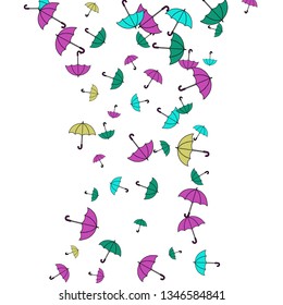 Pretty summer background with umbrellas. Umbrellas In Cartoon Free Style. Pattern Art Illustration Vector
