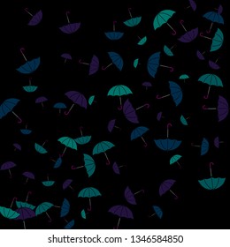 Pretty summer background with umbrellas. Umbrellas In Cartoon Free Style. Pattern Art Illustration Vector
