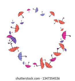 Pretty summer background with umbrellas. Umbrellas In Cartoon Free Style. Pattern Art Illustration Vector
