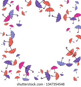 Pretty summer background with umbrellas. Umbrellas In Cartoon Free Style. Pattern Art Illustration Vector
