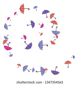 Pretty summer background with umbrellas. Umbrellas In Cartoon Free Style. Pattern Art Illustration Vector
