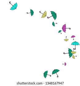 Pretty summer background with umbrellas. Umbrellas In Cartoon Free Style. Pattern Art Illustration Vector
