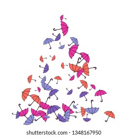 Pretty summer background with umbrellas. Umbrellas In Cartoon Free Style. Pattern Art Illustration Vector
