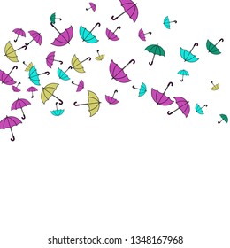 Pretty summer background with umbrellas. Umbrellas In Cartoon Free Style. Pattern Art Illustration Vector
