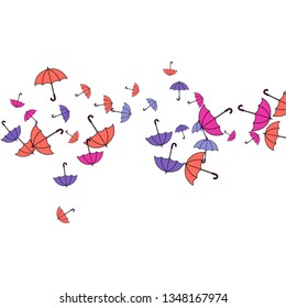 Pretty summer background with umbrellas. Umbrellas In Cartoon Free Style. Pattern Art Illustration Vector
