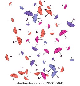 Pretty summer background with umbrellas. Umbrellas In Cartoon Free Style. Pattern Art Illustration Vector
