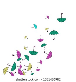 Pretty summer background with umbrellas. Umbrellas In Cartoon Free Style. Pattern Art Illustration Vector

