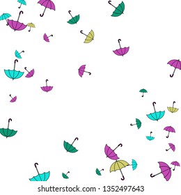 Pretty summer background with umbrellas. Umbrellas In Cartoon Free Style. Pattern Art Illustration Vector
