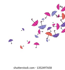 Pretty summer background with umbrellas. Umbrellas In Cartoon Free Style. Pattern Art Illustration Vector