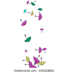 Pretty summer background with umbrellas. Umbrellas In Cartoon Free Style. Pattern Art Illustration Vector