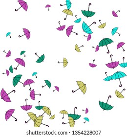 Pretty summer background with umbrellas. Umbrellas In Cartoon Free Style. Pattern Art Illustration Vector