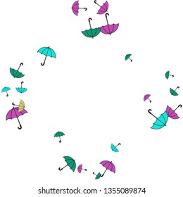 Pretty summer background with umbrellas. Umbrellas In Cartoon Free Style. Pattern Art Illustration Vector