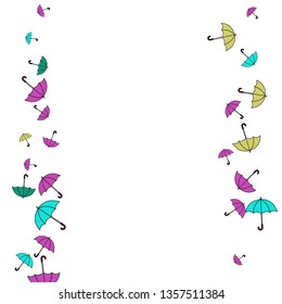 Pretty summer background with umbrellas. Umbrellas In Cartoon Free Style. Pattern Art Illustration Vector