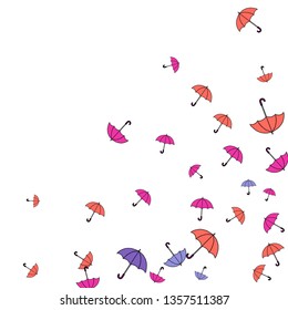Pretty summer background with umbrellas. Umbrellas In Cartoon Free Style. Pattern Art Illustration Vector