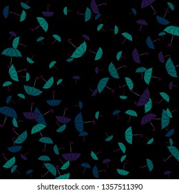 Pretty summer background with umbrellas. Umbrellas In Cartoon Free Style. Pattern Art Illustration Vector