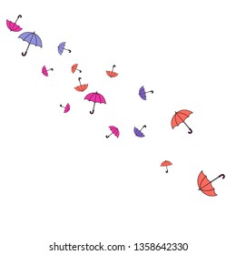 Pretty summer background with umbrellas. Umbrellas In Cartoon Free Style. Pattern Art Illustration Vector