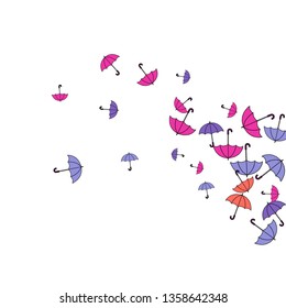 Pretty summer background with umbrellas. Umbrellas In Cartoon Free Style. Pattern Art Illustration Vector