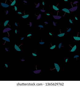 Pretty summer background with umbrellas. Umbrellas In Cartoon Free Style. Pattern Art Illustration Vector