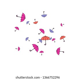 Pretty summer background with umbrellas. Umbrellas In Cartoon Free Style. Pattern Art Illustration Vector