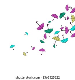 Pretty summer background with umbrellas. Umbrellas In Cartoon Free Style. Pattern Art Illustration Vector
