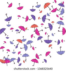 Pretty summer background with umbrellas. Umbrellas In Cartoon Free Style. Pattern Art Illustration Vector
